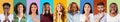 Set Of Diverse Multiethnic People Expressing Different Emotions Over Colorful Backgrounds Royalty Free Stock Photo