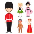 Diverse avatars cartoon characters different nationalities clothes and hair styles people vector illustration. Royalty Free Stock Photo