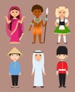 Diverse avatars cartoon characters different nationalities clothes and hair styles people vector illustration. Royalty Free Stock Photo