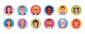 Set of diverse people avatars. Vector illustration of multiethnic user portraits in circles.