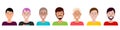 Set of diverse people. Characters icons. Flat cartoon style vector illustration Royalty Free Stock Photo