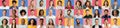 Set of diverse real people portraits expressing various emotions at camera over bright studio backgrounds, panorama Royalty Free Stock Photo