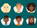 Set of diverse round avatars with facial features different nationalities clothes and hairstyles people characters Royalty Free Stock Photo