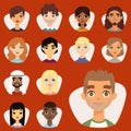 Set of diverse round avatars with facial features different nationalities clothes and hairstyles people characters Royalty Free Stock Photo