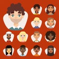 Set of diverse round avatars with facial features different nationalities clothes and hairstyles people characters Royalty Free Stock Photo