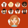 Set of diverse round avatars with facial features different nationalities clothes and hairstyles people characters Royalty Free Stock Photo