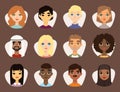 Set of diverse round avatars with facial features different nationalities clothes and hairstyles people characters Royalty Free Stock Photo