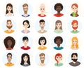 Set of diverse round avatars on white background