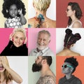 Set of Diversity People Face Expression Lifestyle Studio Collage Royalty Free Stock Photo