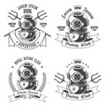 Set of diving labels, emblems and designed elements Royalty Free Stock Photo