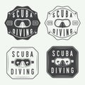 Set of diving logos, labels and slogans in vintage style. Royalty Free Stock Photo