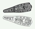 Set of diving logos, labels and slogans in vintage style. Royalty Free Stock Photo