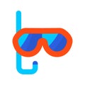 Diving mask. Flat color summer Holiday icon on white background. Royalty Free Stock Photo