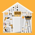 Set of DIY home repair working tools vector logo design template