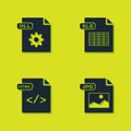 Set DLL file document, JPG, HTML and XLS icon. Vector