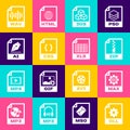 Set DLL file document, MAX, ZIP, 3DS, CSS and AI icon. Vector Royalty Free Stock Photo