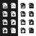 Set DLL file document, PDF, JPG, PHP, RAW, AI, CSS and MSG icon. Vector Royalty Free Stock Photo
