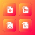 Set DLL file document, PDF, OBJ and MP4 icon. Vector Royalty Free Stock Photo