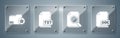 Set DOC file document, Document with search, TXT file document and Document folder with star. Square glass panels