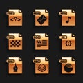 Set DOC file document, PSD, PPT, JS, EPS, PNG, MP3 and PHP icon. Vector Royalty Free Stock Photo