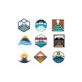 Set Dock Landscaping Ocean Icon Collection Creative Logo Royalty Free Stock Photo