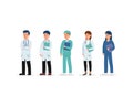 Set of doctor and nurse cartoon characters. Medical staff team concept in hospital flat vector illustration Royalty Free Stock Photo