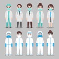 Set of Doctor in personal protective suit wear a surgical protective Medical mask for prevent virus Royalty Free Stock Photo