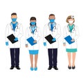 Set of characters of doctors in overalls Royalty Free Stock Photo