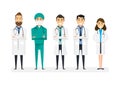 Set of doctors characters isolated on white background