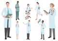 Set Of Doctors Flat Vector Illustration.