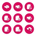 Set Document and check mark, Unknown document, Search cloud computing, Delete folder, lock, file, protection concept and Royalty Free Stock Photo