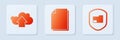 Set Document, Cloud upload and Document folder protection. White square button. Vector Royalty Free Stock Photo