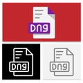 Set document dng file format in flat style. Complete pack of flat icons for all file types. Can be used for websites, UI and Royalty Free Stock Photo