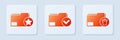 Set Document folder and check mark, Document folder with star and Delete folder. White square button. Vector Royalty Free Stock Photo