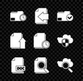 Set Document folder with clock, Next page arrow, and check mark, DOC file document, search, Search cloud computing Royalty Free Stock Photo