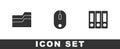 Set Document folder, Computer mouse and Office folders icon. Vector