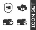 Set Document folder protection, Document folder protection, Document folder with star and Cloud download and upload icon Royalty Free Stock Photo