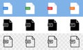 Set of document format doc, pdf, ppt and xls vector icons. File type.