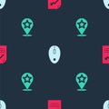Set Document with graph chart, Computer mouse and Map pointer star on seamless pattern. Vector Royalty Free Stock Photo