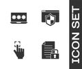 Set Document and lock, Laptop with password, Fingerprint and Browser shield icon. Vector