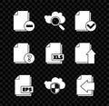 Set Document with minus, Search cloud computing, and check mark, EPS file document, Cloud shield, Next page arrow