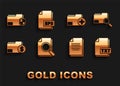 Set Document with search, Search concept folder, TXT file document, Finance, Add new, protection and EPS icon. Vector Royalty Free Stock Photo