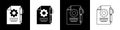 Set Document settings with gears icon isolated on black and white background. Software update, transfer protocol Royalty Free Stock Photo