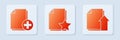 Set Document with star, Add new file and Upload file document. White square button. Vector Royalty Free Stock Photo