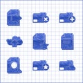 Set Document with star, folder, Cloud storage text document, search, upload, Add new and Next page arrow icon. Vector Royalty Free Stock Photo