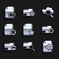 Set Document with star, Search concept folder, Next page arrow, Delete, minus, file document, cloud computing and XLS