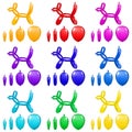 Set dog balloon arts on a white background color full vector Royalty Free Stock Photo