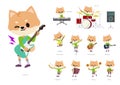 A set of Dog boy playing rock `n` roll and pop music Royalty Free Stock Photo