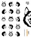 Set of Dog breed icons - vector illustration. Vector dog set. Husky logo. Advertising medium