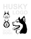 Set of Dog breed icons - vector illustration. Siberian husky dog icons. Husky logo. Vector dog set. Illustration